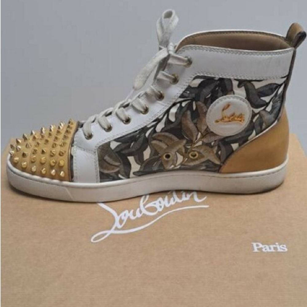 louboutin hightop sneakers patent leather